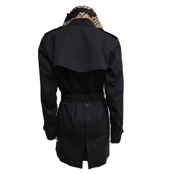Burberry Women's Short Kensington Heritage Trench Coat Black Sz 12 / L LATEST - Picture 7 of 16